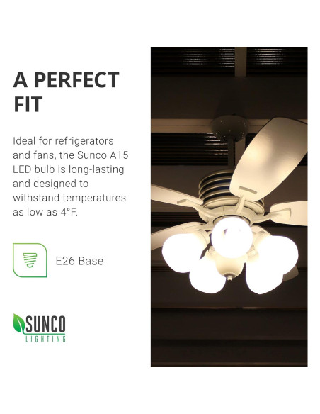 Sunco Paquete 10 Bombillas LED A15 E26 5000K Regulable