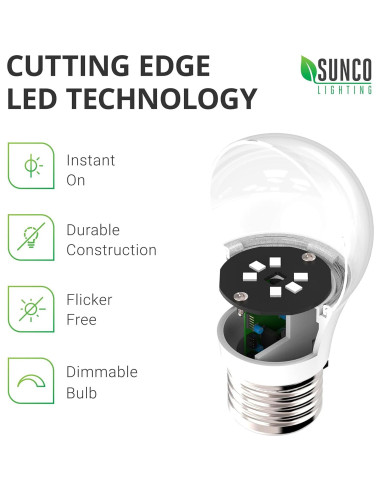 Sunco Paquete 10 Bombillas LED A15 E26 5000K Regulable