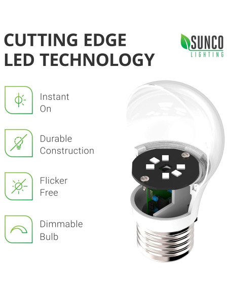 Sunco Paquete 10 Bombillas LED A15 E26 5000K Regulable