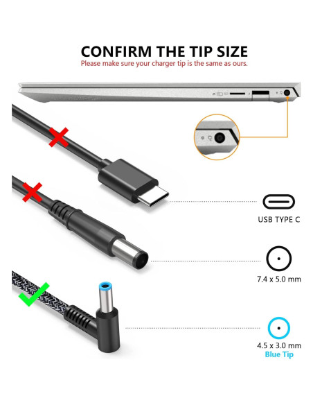 Cargador 65W HP Envy x360, Spectre, ProBook, EliteBook
