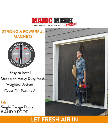 Pantalla de Garaje Magic Mesh 2,44m x 2,13m Cierre Magnético
