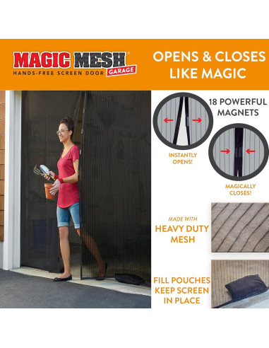 Pantalla de Garaje Magic Mesh 2,44m x 2,13m Cierre Magnético