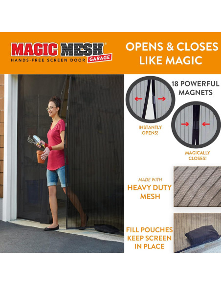 Pantalla de Garaje Magic Mesh 2,44m x 2,13m Cierre Magnético