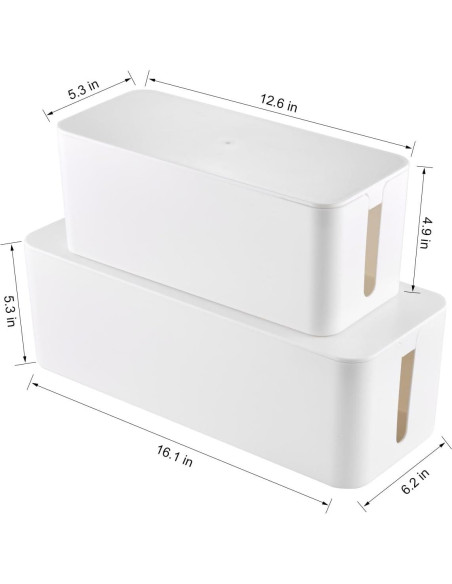 Caja Organizadora de Cables TuweChen Set de 2 Blancas