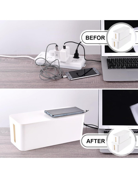 Caja Organizadora de Cables TuweChen Set de 2 Blancas