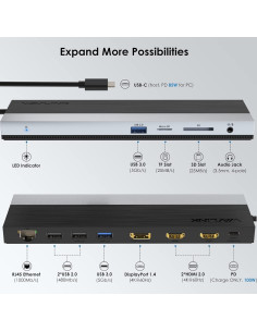 WAVLINK Dock USB-C 12 en 1 Triple Pantalla 4K 85W 2