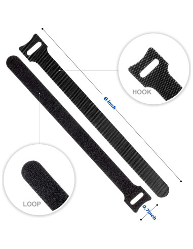 Bridas Reutilizables OneLeaf 80PCS 15,24cm Negras