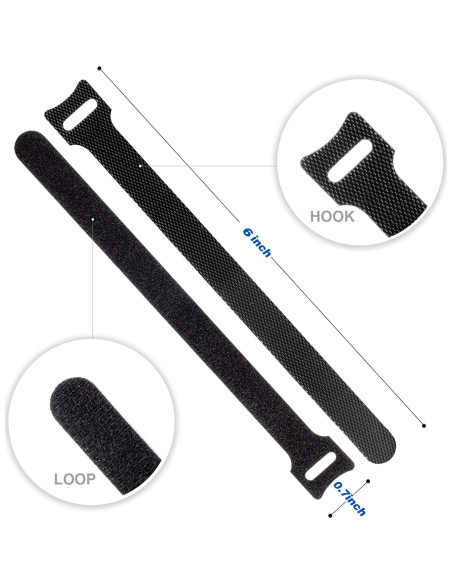 Bridas Reutilizables OneLeaf 80PCS 15,24cm Negras