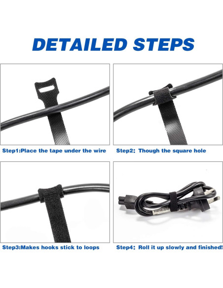 Bridas Reutilizables OneLeaf 80PCS 15,24cm Negras