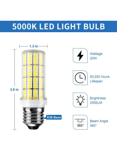 Bombilla LED YAT 20W 2500 lúmenes 5000K blanco frío 4 unidades 2