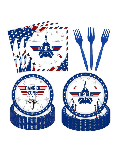 Juego de Vajilla de Fiesta Aysimple Jet de Combate 96 Piezas