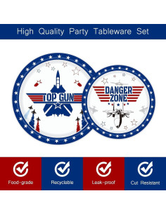 Juego de Vajilla de Fiesta Aysimple Jet de Combate 96 Piezas 2