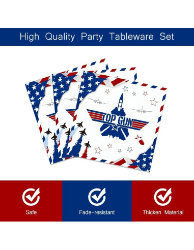 Juego de Vajilla de Fiesta Aysimple Jet de Combate 96 Piezas