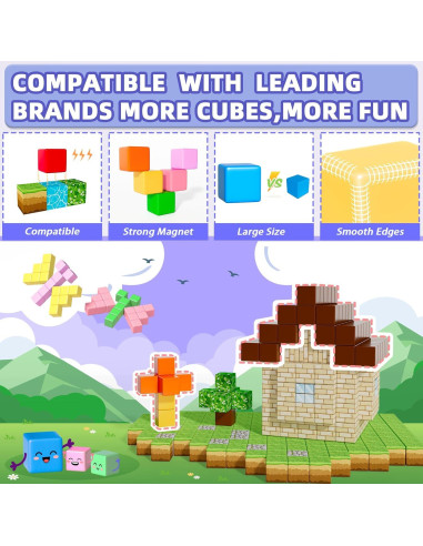 Bloques Magnéticos Apluses 81 Piezas Juguetes Educativos 3+