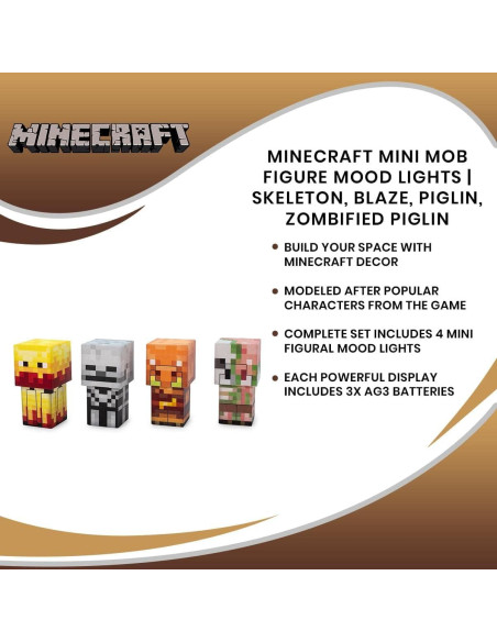 Luces de estado de ánimo Minecraft Ukonic, set de 4 figuras LED