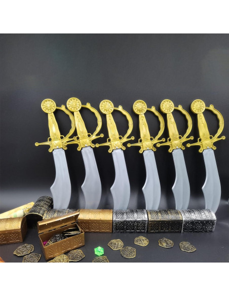 Set de 6 Espadas Pirata de Plástico para Niños 34 cm
