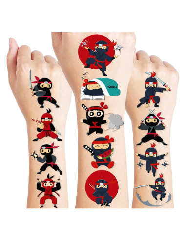Tatuajes Temporales Ninja 96 PCS 91TATTOOS para Niños