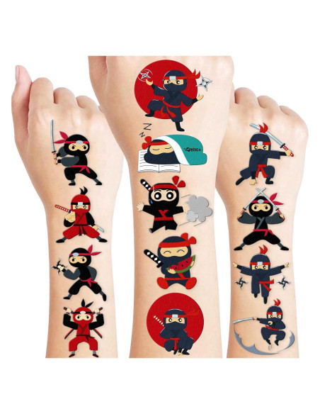 Tatuajes Temporales Ninja 96 PCS 91TATTOOS para Niños