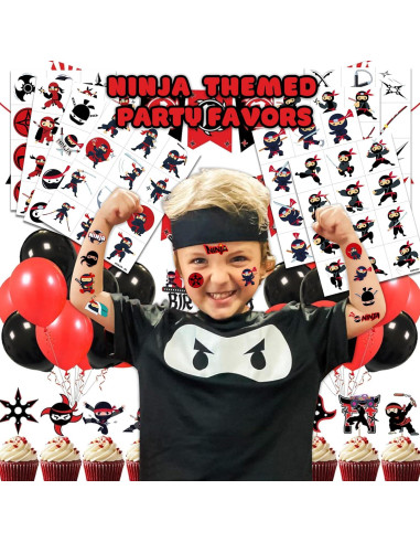 Tatuajes Temporales Ninja 96 PCS 91TATTOOS para Niños