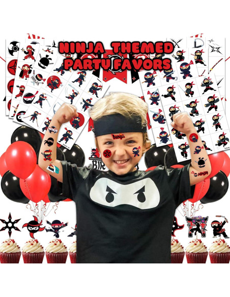 Tatuajes Temporales Ninja 96 PCS 91TATTOOS para Niños