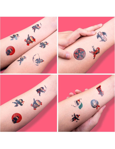 Tatuajes Temporales Ninja 96 PCS 91TATTOOS para Niños