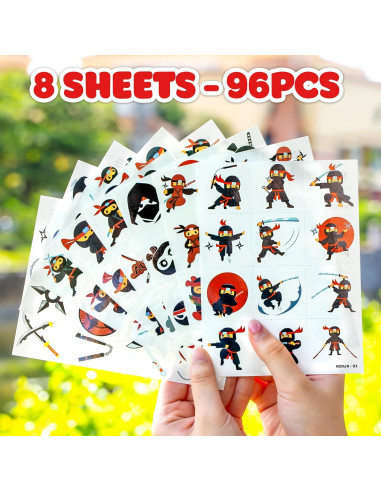 Tatuajes Temporales Ninja 96 PCS 91TATTOOS para Niños