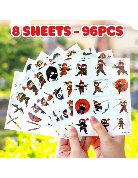 Tatuajes Temporales Ninja 96 PCS 91TATTOOS para Niños