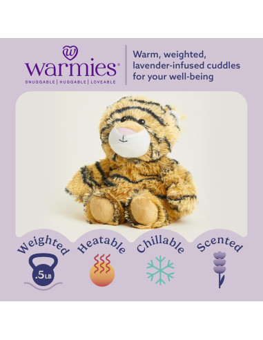 Warmies Junior Tigre Calentable 226g - Peluche Suave con Lavanda