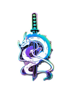 Pin de Esmalte Haku Dragón Samurai Ghibli Dorado 2.67x5.08cm