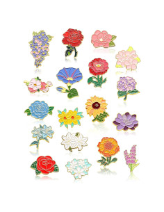 Conjunto de 20 Pines de Esmalte Floral Ferraycle para Mochila