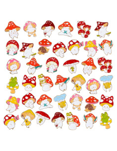 40 Pines de Esmalte de Champiñón IDOEJOY para Mochilas y Ropa