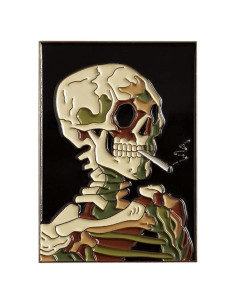 Pin de Esmalte Pinsanity Calavera con Cigarrillo 4.19cm