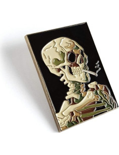 Pin de Esmalte Pinsanity Calavera con Cigarrillo 4.19cm 2