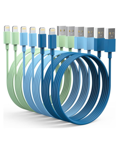 6 Cargadores Lightning MFi para iPhone 14 13 12 11 - 1.83m