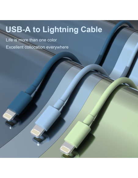 6 Cargadores Lightning MFi para iPhone 14 13 12 11 - 1.83m