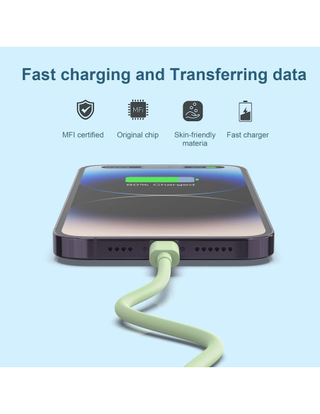 6 Cargadores Lightning MFi para iPhone 14 13 12 11 - 1.83m