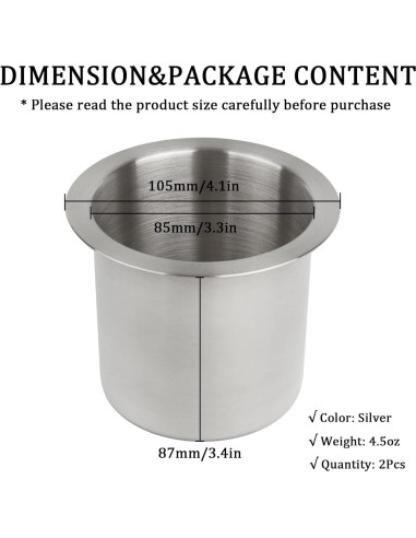 Soporte para Vaso MShengM Acero Inoxidable 2 Pcs 8.5 cm