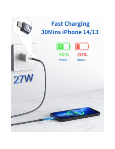 Cable USB C a Lightning 1.83M 2Pack PRAKIE Carga Rápida MFi 2