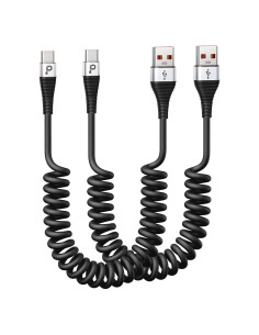 Cable USB C Rápido PRAKIE 0.91m 66W 2Pack Plata