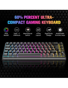 Teclado Mecánico Gaming LexonElec MK26 60% RGB Negro 2