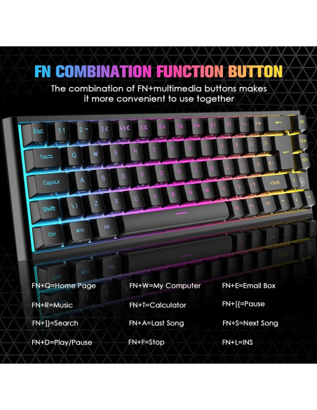 Teclado Mecánico Gaming LexonElec MK26 60% RGB Negro