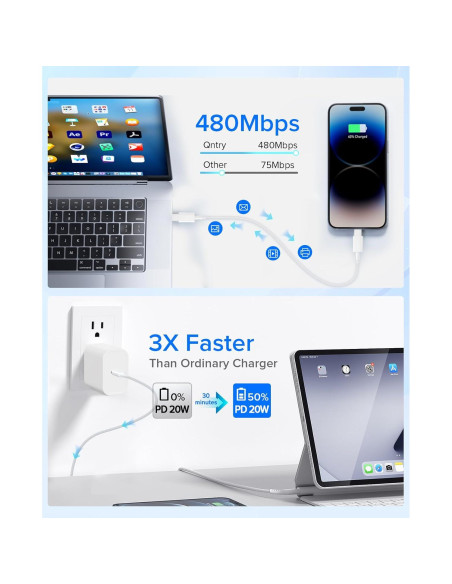 Cargador Rápido 20W USB Tipo C Qntry para iPhone 16/15