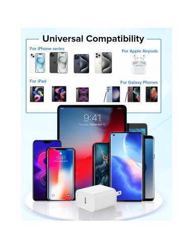 Cargador Rápido 20W USB Tipo C Qntry para iPhone 16/15