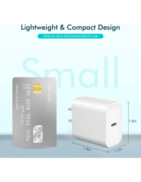 Cargador Rápido USB C 20W para iPhone 16/15 y iPad - 3 Piezas