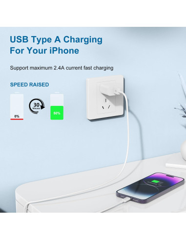 Paquete de 3 Cables de Carga USB A a Lightning 182.88 cm Apple