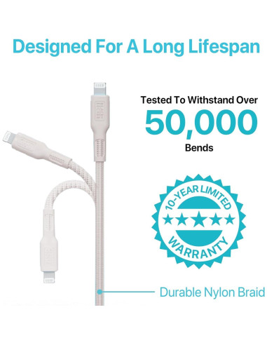 Cable Lightning a USB BLACK+DECKER 0.91 m Trenzado Duradero