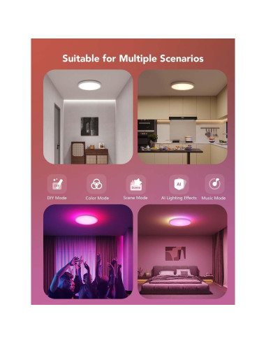 Govee Luz de Techo Inteligente LED RGBIC 30.5cm 2400LM