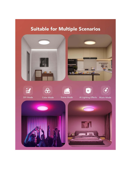 Govee Luz de Techo Inteligente LED RGBIC 30.5cm 2400LM