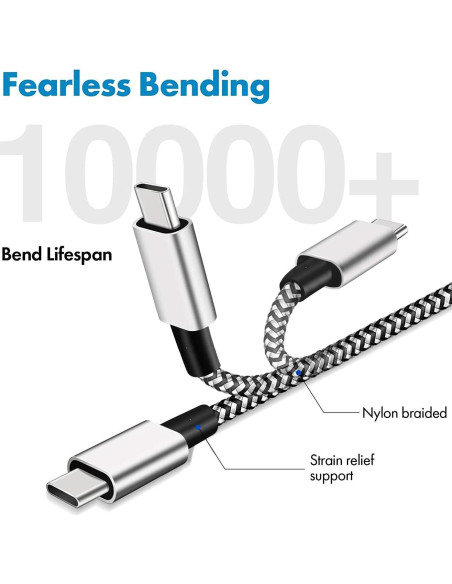 Cargador USB C Deegotech 10 pies Carga Rápida 3A Trenzado