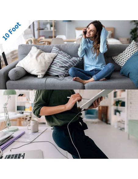 Cargador USB C Deegotech 10 pies Carga Rápida 3A Trenzado